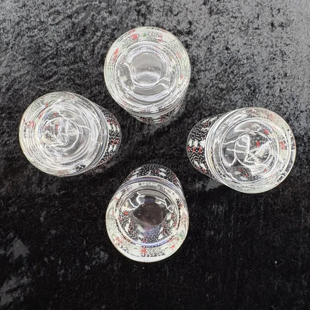 Georges Briard Vintage Snowman Double‎ Old Fashioned Glass and Coaster Set 8pc